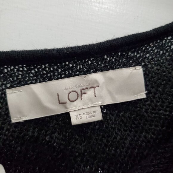 Ann Taylor LOFT Women's Black Mesh Knit Sequin Dolman Sleeve Pullover Sweater XS - Picture 4 of 8